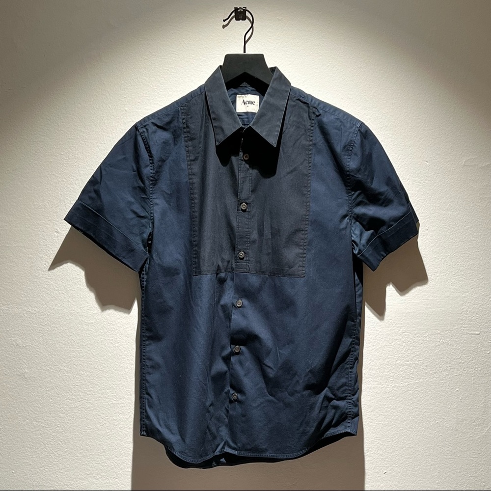 Black and Navy Short Sleeve Button Up